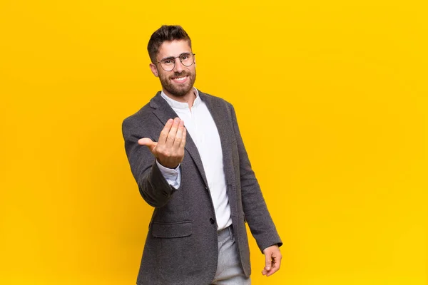 Young Handosme Man Feeling Happy Successful Confident Facing Challenge Saying — Stock Photo, Image