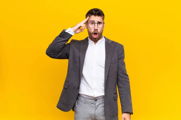 Young Handosme Man Looking Surprised Open Mouthed Shocked Realizing New — Stock Photo, Image