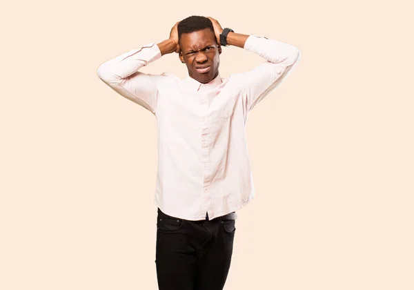 Молодий Афроамериканський Чорний Чоловік Відчуває Розчарування Роздратованість Хворий Втомився Від — стокове фото