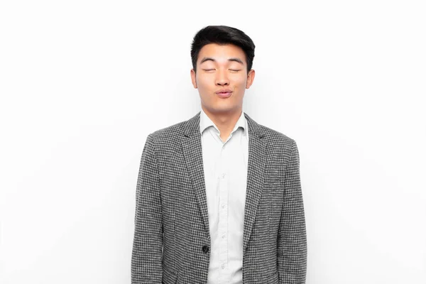 Young Chinese Man Looking Goofy Funny Silly Cross Eyed Expression — Stock Photo, Image