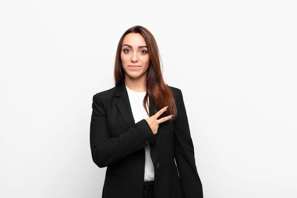 Jong Mooi Zakenvrouw Gevoel Gelukkig Positief Succesvol Met Hand Maken — Stockfoto