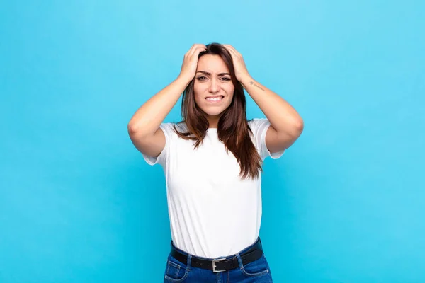 Jong Mooi Vrouw Gevoel Gefrustreerd Geïrriteerd Ziek Moe Van Mislukking — Stockfoto