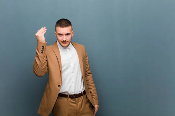 Ung Stilig Man Gör Capice Eller Pengar Gest Säger Till — Stockfoto