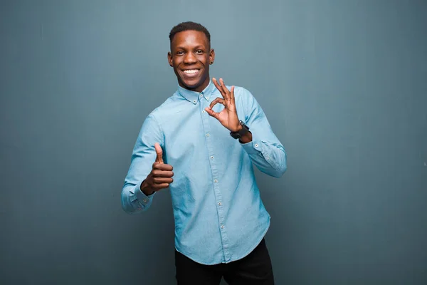 Young African American Black Man Feeling Happy Amazed Satisfied Surprised — ストック写真