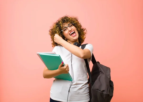 Young Pretty Student Woman Feeling Happy Positive Successful Motivated Facing — Stock Photo, Image