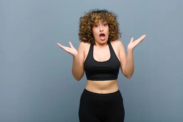 Young Sports Woman Feeling Happy Excited Surprised Shocked Smiling Astonished — Stock Photo, Image