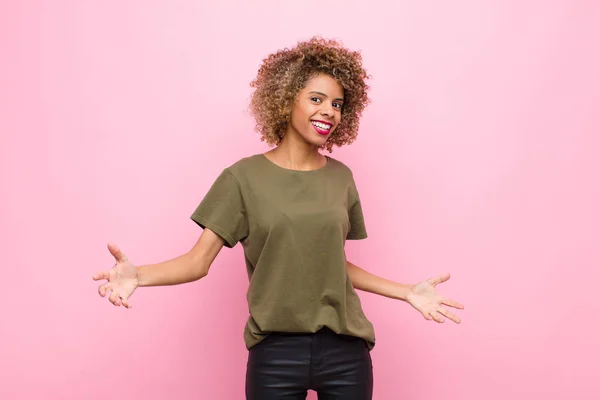 Young African American Woman Looking Happy Arrogant Proud Self Satisfied — 스톡 사진