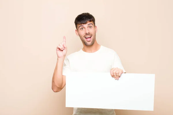 Young Handsome Man Feeling Happy Excited Genius Realizing Idea Cheerfully — Stockfoto