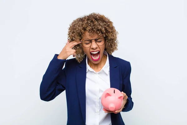 Young African American Woman Looking Unhappy Stressed Suicide Gesture Making — 스톡 사진