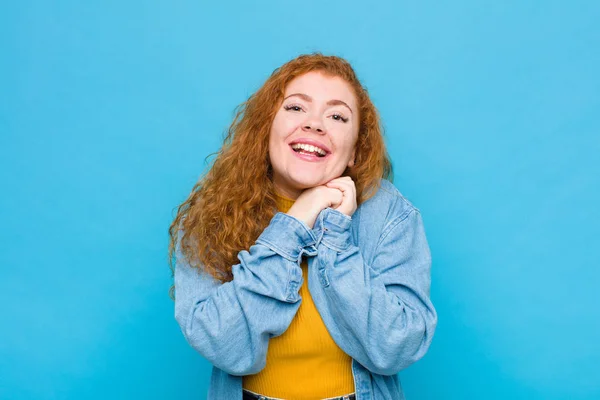 Young Red Head Woman Feeling Love Looking Cute Adorable Happy — 스톡 사진