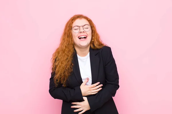 Young Red Head Woman Laughing Out Loud Some Hilarious Joke — 스톡 사진