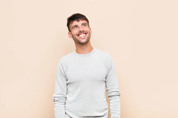 Young Handsome Man Looking Goofy Funny Silly Cross Eyed Expression — Stock Photo, Image