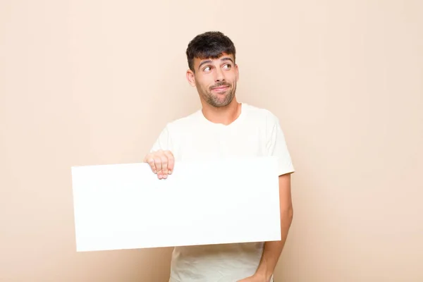 Young Handsome Man Shrugging Feeling Confused Uncertain Doubting Arms Crossed — Stock Photo, Image