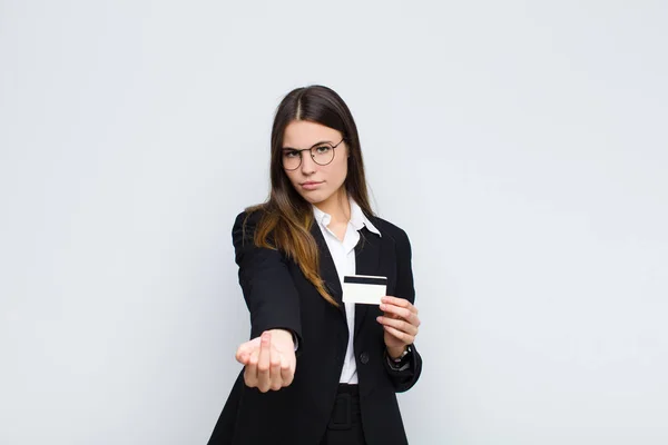 Young Pretty Woman Feeling Angry Annoyed Rebellious Aggressive Flipping Middle — Stock Photo, Image