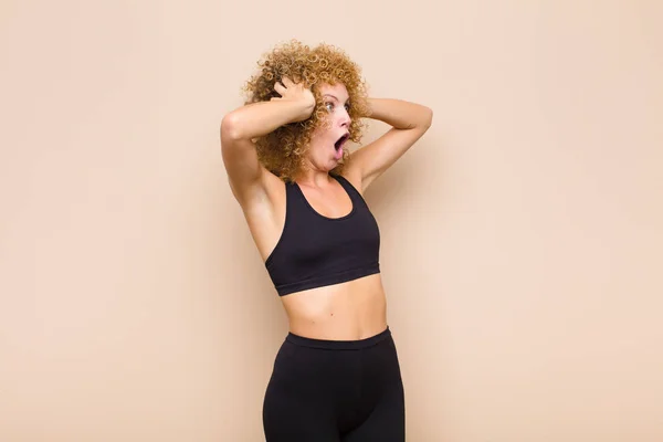 Young Afro Woman Open Mouth Looking Horrified Shocked Because Terrible — Stock Photo, Image