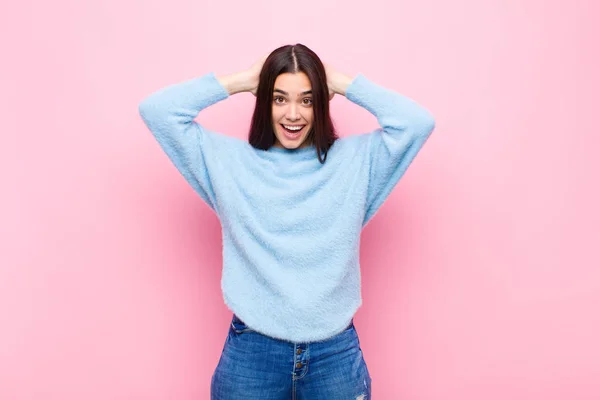 Young Pretty Woman Looking Nervous Anxious Concerned Saying Fault Didnt — Stock Photo, Image