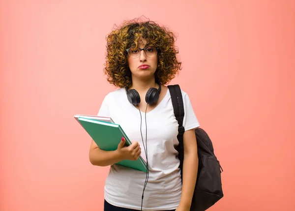 Jong Mooi Student Vrouw Voelt Zich Verdrietig Gestrest Boos Vanwege — Stockfoto