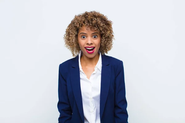 Young Woman African American Looking Very Shocked Surprised Staring Open — Stockfoto