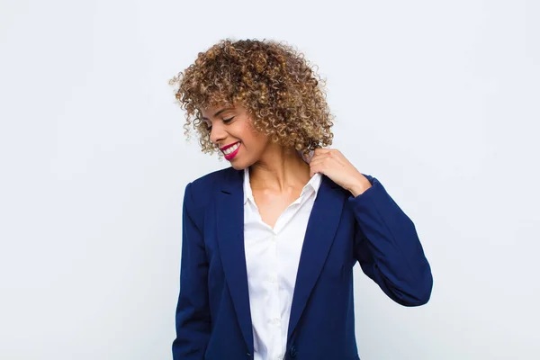 Young Woman African American Feeling Stressed Anxious Tired Frustrated Pulling — Stockfoto