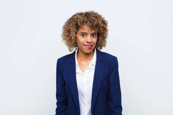 Young Woman African American Looking Puzzled Confused Biting Lip Nervous — Stock Photo, Image