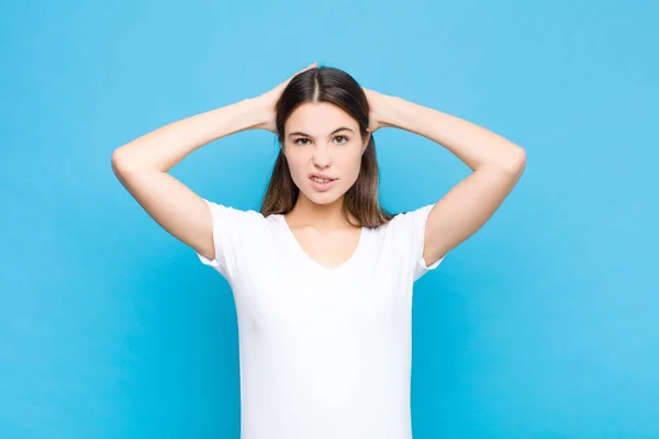 Jong Mooi Vrouw Gevoel Gefrustreerd Geïrriteerd Ziek Moe Van Mislukking — Stockfoto