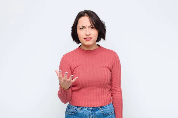 Young Pretty Woman Looking Angry Annoyed Frustrated Screaming Wtf Whats — Stock Photo, Image