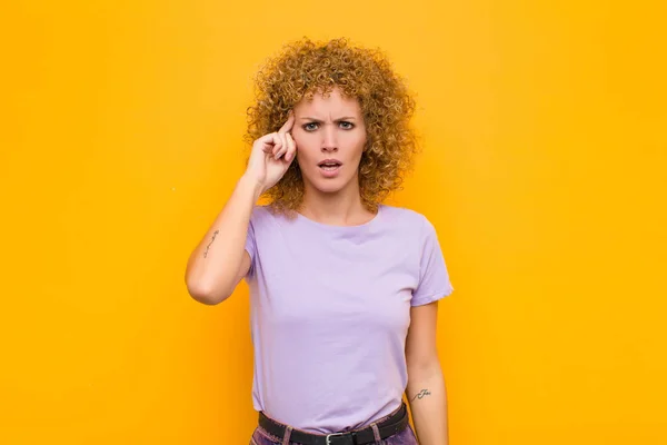 Young Afro Woman Feeling Confused Puzzled Showing You Insane Crazy — ストック写真