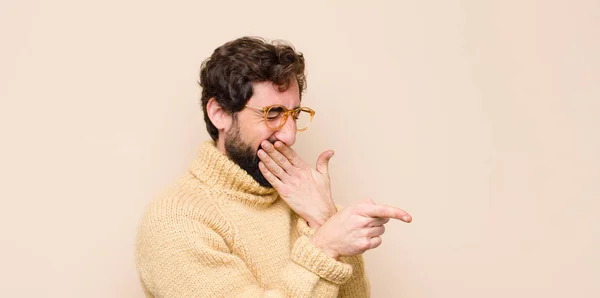 Young Cool Man Laughing You Pointing Camera Making Fun Mocking — Stock Photo, Image