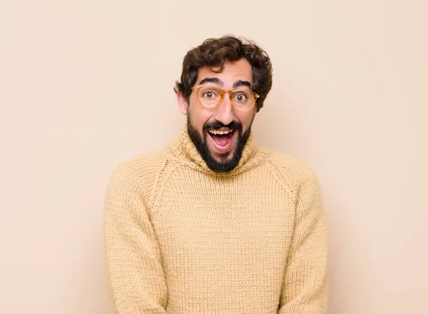 Young Cool Man Looking Very Shocked Surprised Staring Open Mouth — Stock Photo, Image