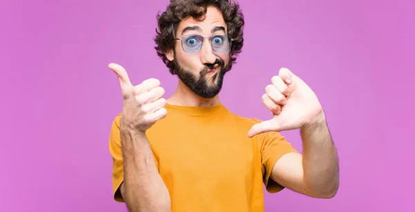 Young Crazy Cool Man Feeling Confused Clueless Unsure Weighting Good — Stock Photo, Image