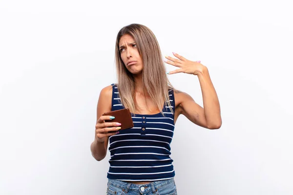 Ung Vacker Kvinna Känner Sig Stressad Orolig Trött Och Frustrerad — Stockfoto