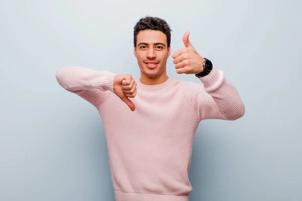 Young Arabian Man Feeling Confused Clueless Unsure Weighting Good Bad — Stock Photo, Image