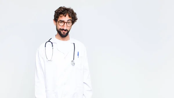 Fiatal Orvos Férfi Érzés Zavaros Kétséges Kíváncsi Vagy Próbál Választani — Stock Fotó