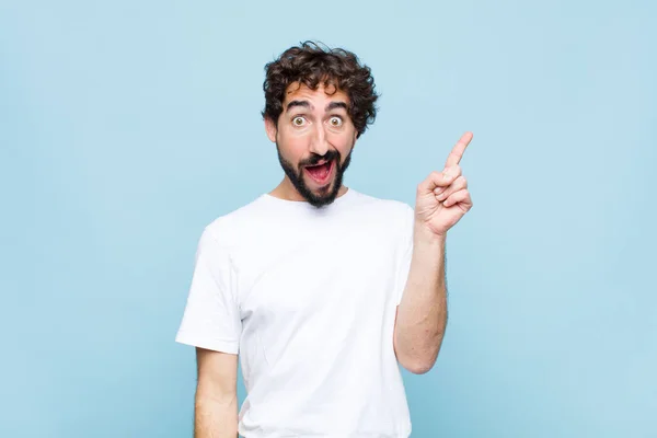 Young Crazy Bearded Man Feeling Happy Excited Genius Realizing Idea — Stock Photo, Image