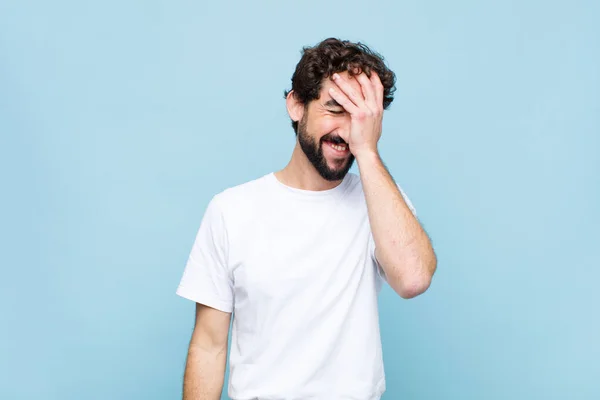 Young Crazy Bearded Man Looking Angry Annoyed Frustrated Screaming Whats — Stock Photo, Image