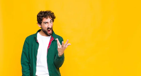 Young Crazy Bearded Man Looking Angry Annoyed Frustrated Screaming Whats Royalty Free Stock Photos