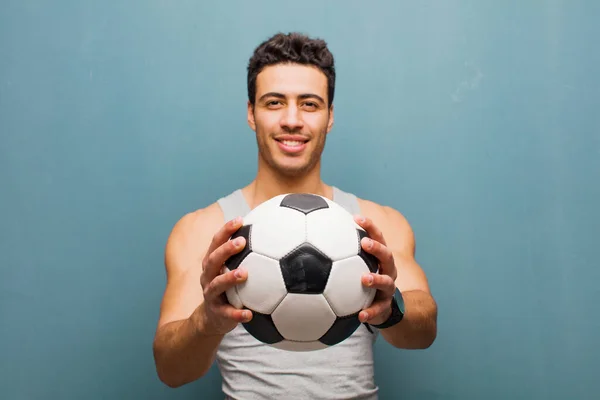 Young Arabian Man Soccer Ball Sport Concept — Stock Photo, Image