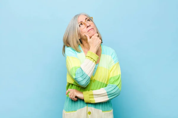 Senior Middle Age Pretty Woman Thinking Feeling Doubtful Confused Different — Stock Photo, Image
