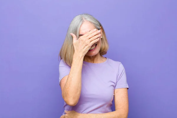 Senior Middle Age Pretty Woman Looking Stressed Ashamed Upset Headache — Stock Photo, Image