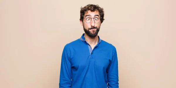 Young Handsome Man Looking Goofy Funny Silly Cross Eyed Expression — Stock Photo, Image