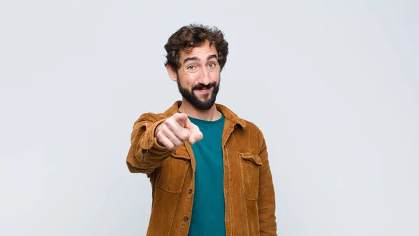 Young Handsome Man Pointing Camera Satisfied Confident Friendly Smile Choosing — Stock Photo, Image