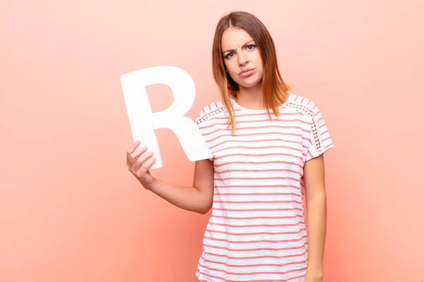 Young Pretty Red Head Woman Angry Anger Disagreement Holding Letter — Stock Photo, Image