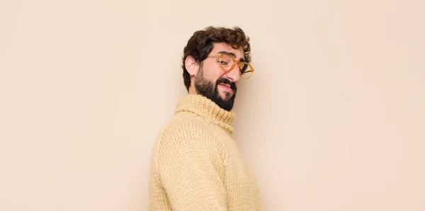 Young Cool Man Feeling Sad Upset Angry Looking Side Negative — Stock Photo, Image