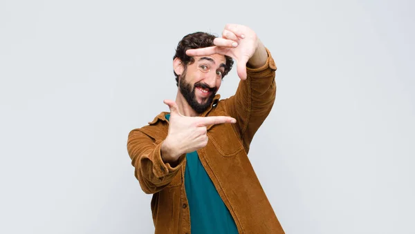 Young Handsome Man Feeling Happy Friendly Positive Smiling Making Portrait — Stock Photo, Image