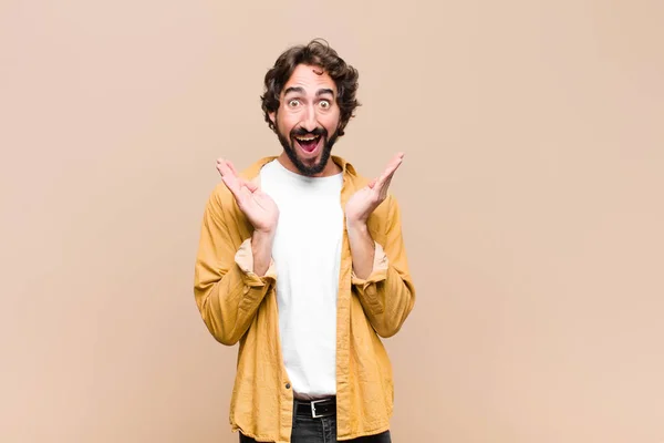 Young Crazy Cool Man Feeling Shocked Excited Laughing Amazed Happy — Stock Photo, Image