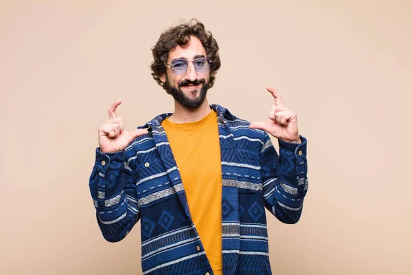 Young Crazy Cool Man Framing Outlining Own Smile Both Hands — Stock Photo, Image