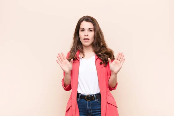 Young Pretty Woman Looking Nervous Anxious Concerned Saying Fault Didnt — Stock Photo, Image