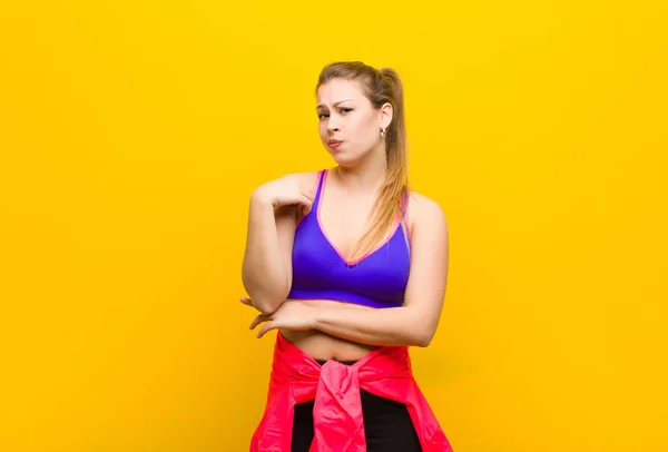 Young Blonde Woman Looking Arrogant Successful Positive Proud Pointing Self — Stock Photo, Image