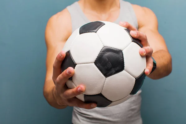 Junger Arabischer Mann Mit Einem Fußballball Sportkonzept — Stockfoto