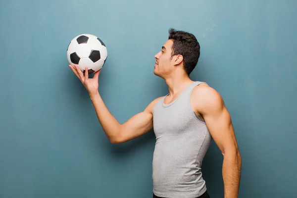 Young Arabian Man Soccer Ball Sport Concept — Stock Photo, Image